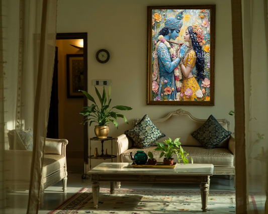 Radha Krishna Premium Devotional Wall Art (Framed & Unframed) | Darshan Labs